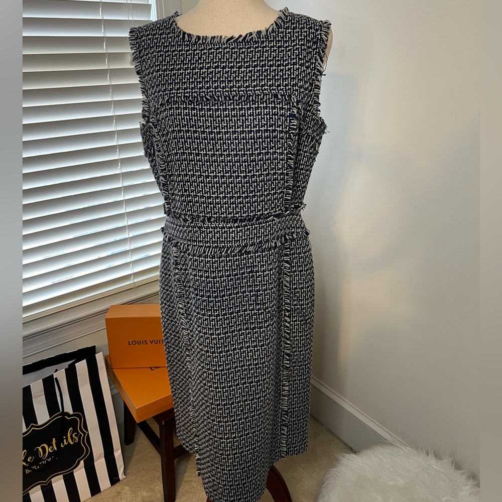 Tory Burch Navy Tweed Dress Size 12